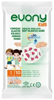 Evony Yumuşak Elastik Kulaklı Cerrahi Maske Kids 10 Adet