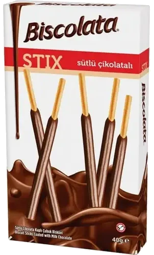 Şölen Biscolata Stix Sütlü Çikolata Kaplamalı Çubuk Bisküvi 40 Gr